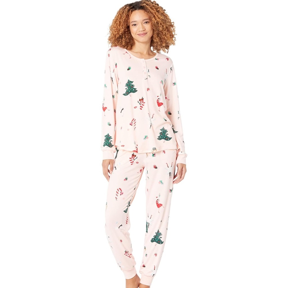 NWT Kate Spade Brushed Jersey Jogger PJ Set Size L Luxurious Lounge Whimsical